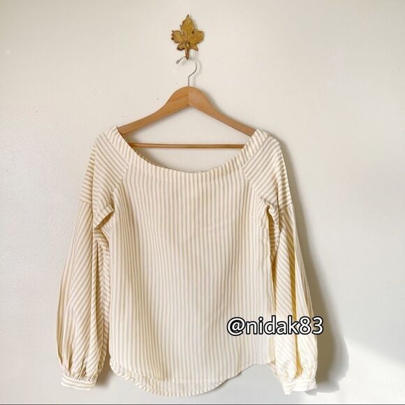 Anthropologie Maeve Yellow Off the Shoulder Linen Top Size 4 NWOT - Picture 1 of 7